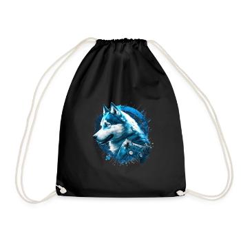 Gaming Husky Blau - Turnbeutel - Schwarz - Vorne