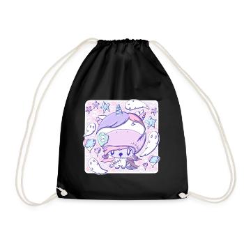 Cute zombie unicorn bubble head cutie - Drawstring Bag - black - Front