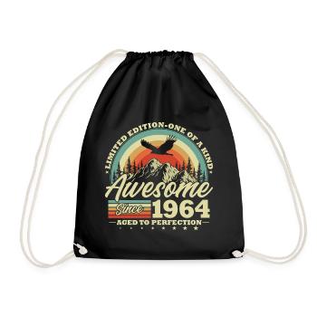 1964 Jahrgang Vintage Geburtstag Geschenk Retro - Turnbeutel - Schwarz - Vorne
