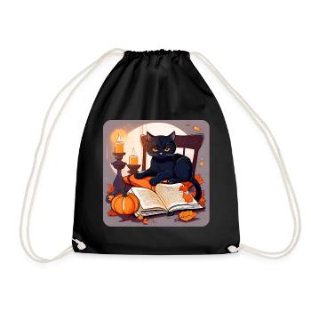 Black cat in halloween mood - Drawstring Bag - black - Front