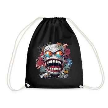 Graffiti Monster in Urban Street Art Design - Turnbeutel - Schwarz - Vorne