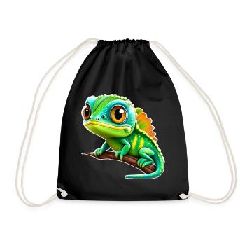 Cuter. Little Iguana - Drawstring Bag - black - Front