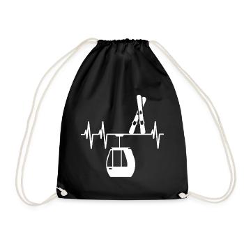 Ski Heartbeat light design - Drawstring Bag - black - Front