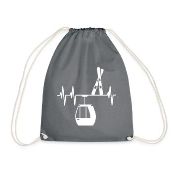 Ski Heartbeat light design - Drawstring Bag - grey - Front