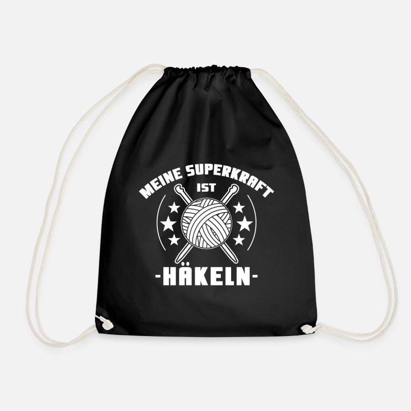 Häkeln "Superkraft - Turnbeutel - Schwarz