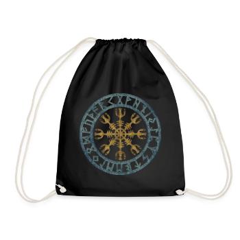 Vintage Helmet of Awe Viking Symbol Runes - Drawstring Bag - black - Front