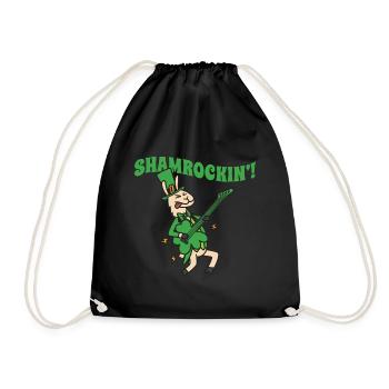 Lama Guitar St Patrick's Day 2019 Gift Funny - Drawstring Bag - black - Front