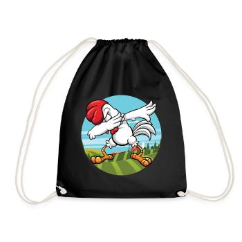 Dabbing Poulet | Coq d'animal de ferme dansant - Sac de sport léger - noir - Devant