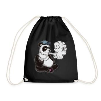 Vaping Panda Bear Illustration | Animal Vape - Turnbeutel - Schwarz - Vorne
