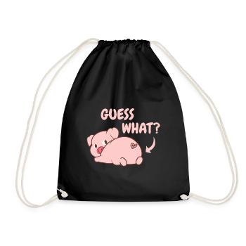 Freches Schweinchen Comic Schwein Geschenk Lustig - Turnbeutel - Schwarz - Vorne
