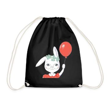Cadeau de ballon mignon lapin de Pâques - Sac de sport léger - noir - Devant