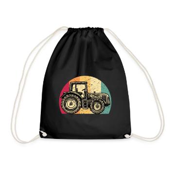 Traktor Bauer Landwirt Farmer Retro Look Geschenk - Turnbeutel - Schwarz - Vorne