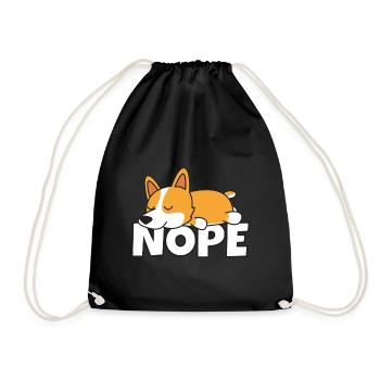 Nope Welsh Corgi Dog Lazy Lazy Fur Gift Idea - Drawstring Bag - black - Front
