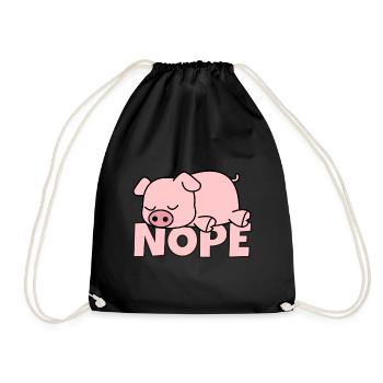 Nope Lazy piggy Sweet pig - Drawstring Bag - black - Front