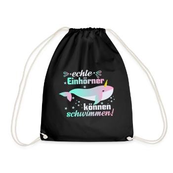 Einhorn – Shirt Magie Schwimmen Mädchen Geschenk - Turnbeutel - Schwarz - Vorne