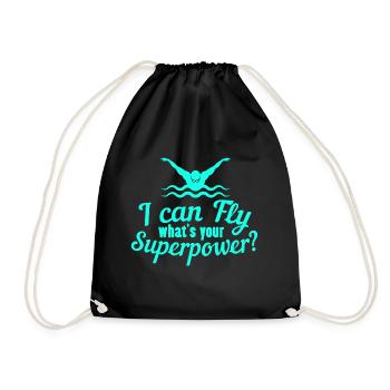 Schwimmen- Shirt Schwimmreifen Pool Wasser Geschen - Turnbeutel - Schwarz - Vorne