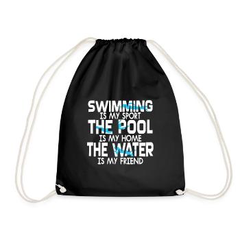 Schwimmen- Shirt Schwimmreifen Pool Wasser Geschen - Turnbeutel - Schwarz - Vorne