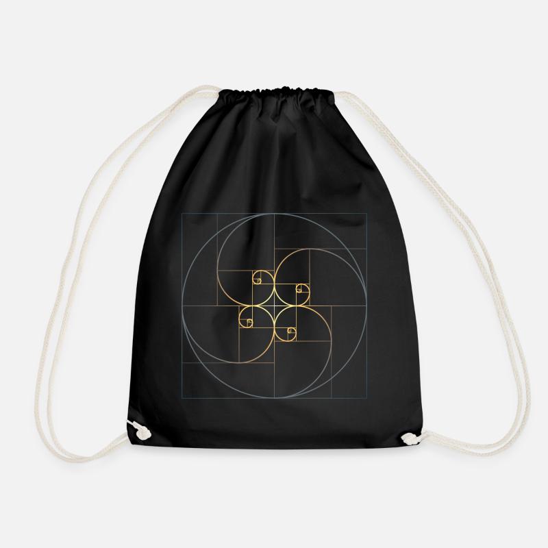Fibonacci Spiralen Goldener Schnitt Geometrie Phi - Turnbeutel - Schwarz