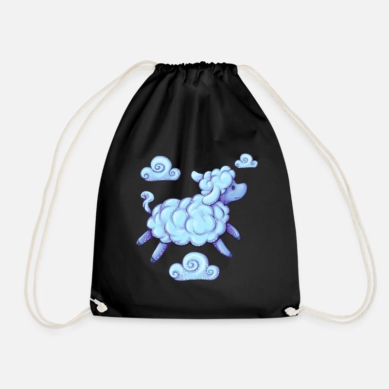 Sheep above the clouds - Drawstring Bag - black