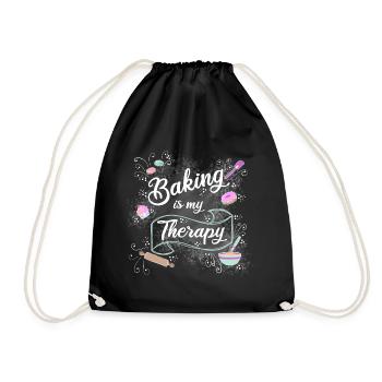 Baking is my therapy - Drawstring Bag - black - Front
