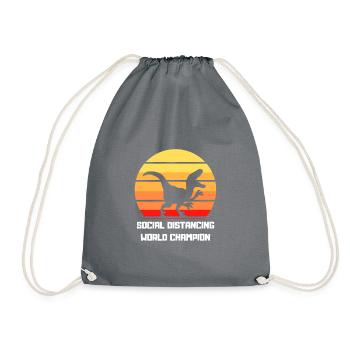 Dinosaur - Social Distancing World Champion - Drawstring Bag - grey - Front