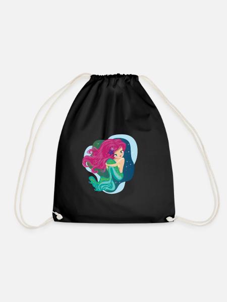 Mermaid - Drawstring Bag - black