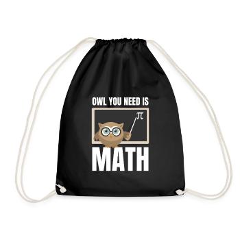 Math owl teacher teacher math teacher math - Drawstring Bag - black - Front