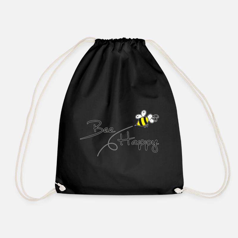 Bee Happy Spruch Geschenk Umweltschutz Imker - Turnbeutel - Schwarz