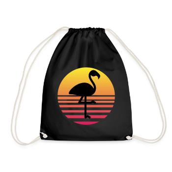 flamingo rosa sonnenschein geschmort idee geschenk humor - Turnbeutel - Schwarz - Vorne