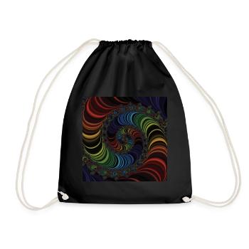 Fractal #X4 - Drawstring Bag - black - Front