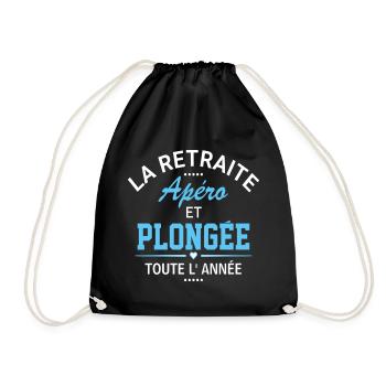 Tee shirt retraite apéro et plongée humour cadeau - Sac de sport léger - noir - Devant