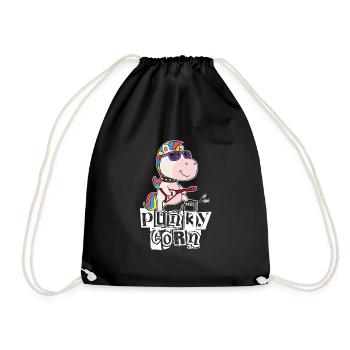 Punkycorn Punk Unicorn Guitar Punk Rock Rock Music - Drawstring Bag - black - Front