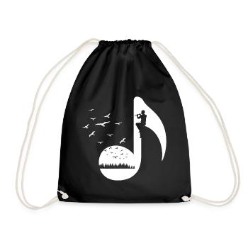 Birds Retro Flute Player - Drawstring Bag - black - Front