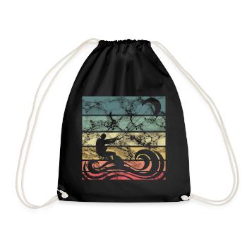 Retro Kitesurfen - Turnbeutel - Schwarz - Vorne