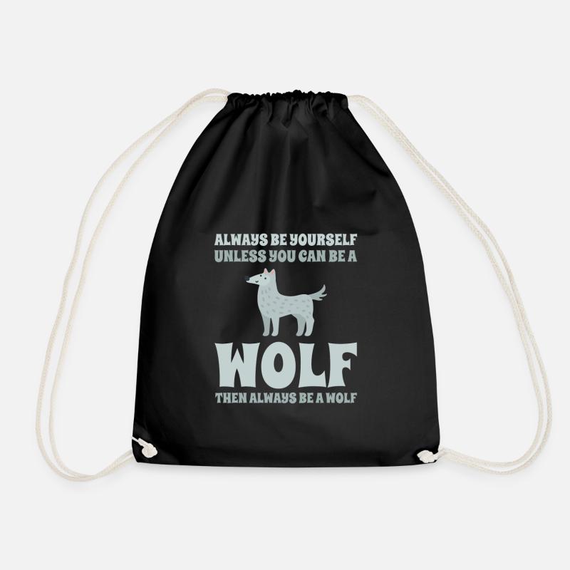 Wolf Lustige Sprüche - Turnbeutel - Schwarz
