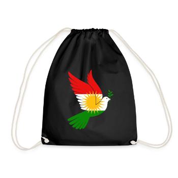 Taube Kurdistan Peace - Turnbeutel - Schwarz - Vorne