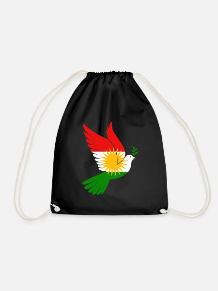 Pigeon Kurdistan Peace - Drawstring Bag - black