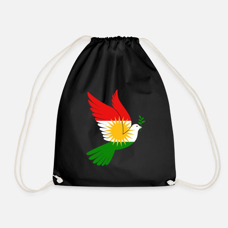 Pigeon Kurdistan Peace - Drawstring Bag - black