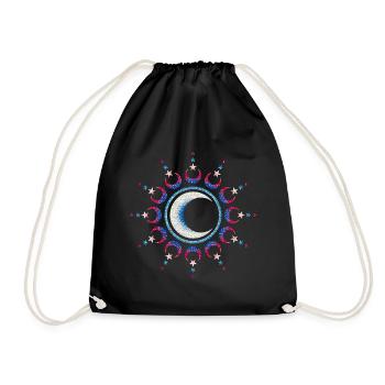 Sonne, Mond und Sterne, Mandala, Symbol, Kosmos - Turnbeutel - Schwarz - Vorne