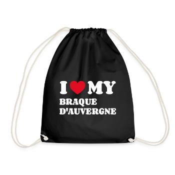 I Love My Braque d'Auvergne - Drawstring Bag - black - Front
