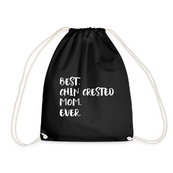 Chin Crested Mom - Drawstring Bag - black - Front