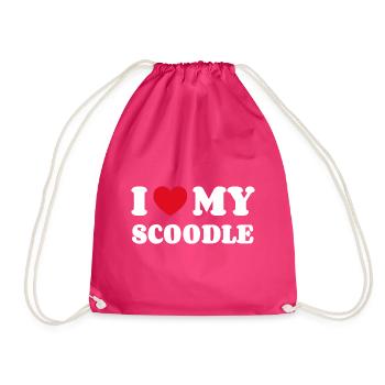 I Love My Scoodle - Drawstring Bag - fuchsia - Front