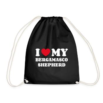 I Love My Bergamasco Shepherd - Drawstring Bag - black - Front