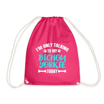 Bichon Yorkie - Drawstring Bag - fuchsia - Front