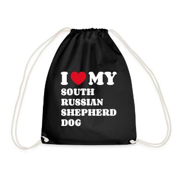I Love My South Russian Shepherd Dog - Drawstring Bag - black - Front
