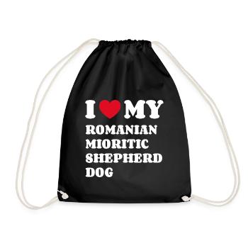 I Love My Romanian Mioritic Shepherd Dog - Drawstring Bag - black - Front