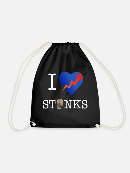 I <3 STONKS - Drawstring Bag - black