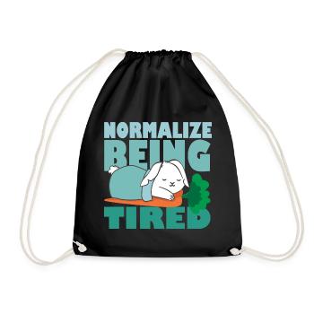 Normalize Being Tired - Süßer Schlafender Hase - Turnbeutel - Schwarz - Vorne