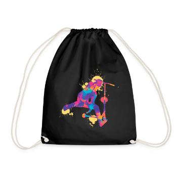 Stunt Scooter colorful - Turnbeutel - Schwarz - Vorne