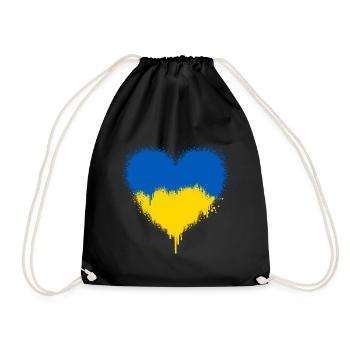Ukrainian flag heart love - Drawstring Bag - black - Front